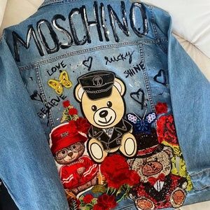 Jean jacket hand painted moschino